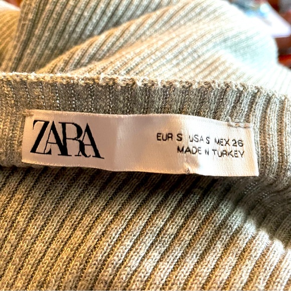 Zara Heather Gray Ribbed Long Line Cardigan/Sweater Dress & Rhinestone Buttons - Picture 6 of 6